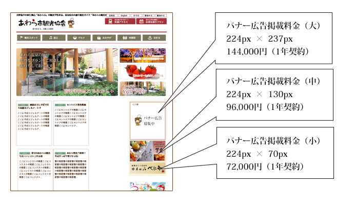 バナー広告掲載料金について